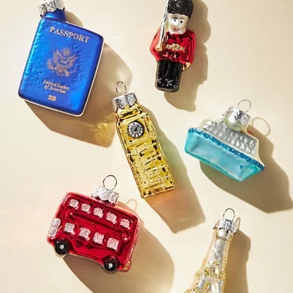 Anthropologie Other - Anthropologie World Traveler Glass Ornament Set